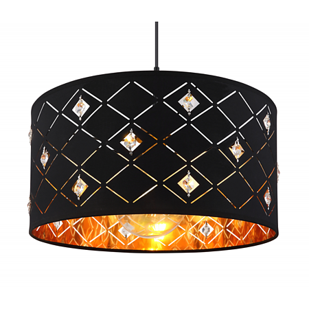 Suspensia Abbey 15448H, 1 x E27, 60W, H 1400 mm x D 400 mm, negru + auriu