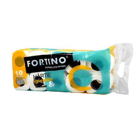 Hartie igienica Fortino, 100% celuloza alb, 3 straturi, 10 role