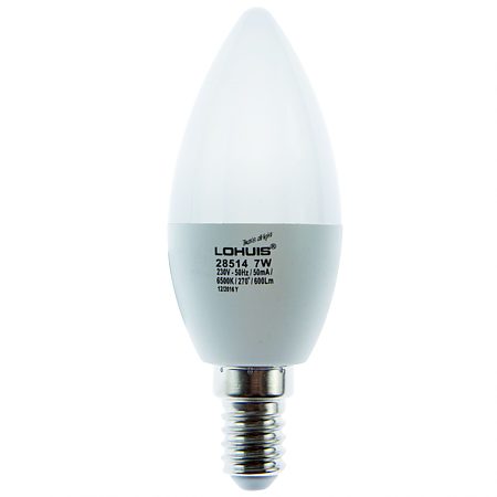 Bec LED Ecoline Lohuis, lumanare, E14, 7 W, 600 lm, lumina rece 6500 K