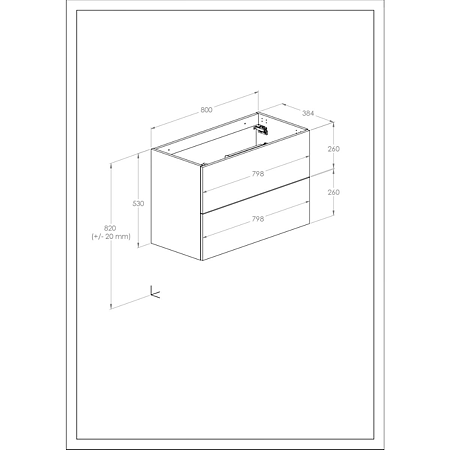 Mobilier baie Roca Quadro, baza lavoar, gri antracit, 2 sertare, 80 cm