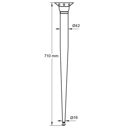 Picior rabatabil pentru masa, metal, negru, Ø 42-16 mm, H 710 mm, set 4 buc