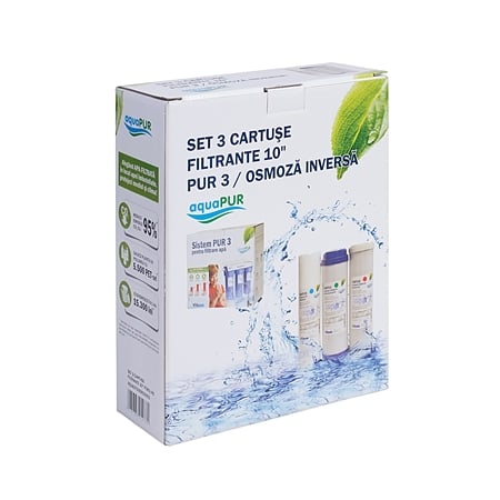 Set 3 cartuse filtrante 10 Aquapur Valrom pentru PUR3/osmoza inversa 