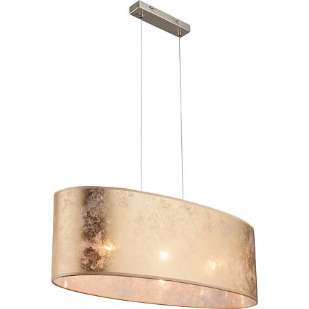 Pendul auriu Amy, corp metal + abajur textil, 3 becuri x E27, max 60W
