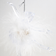Decoratiune balerina transparenta, fusta cu pene albe, 15 cm
