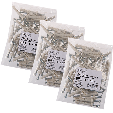 Diblu rapid T din plastic, cu surub din otel zincat, 6 x 40 mm