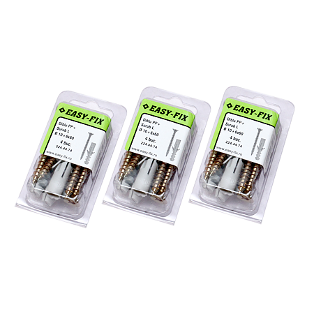 Diblu PP, D: 10 mm, cu surub 6 x 60 mm, 4 BUC