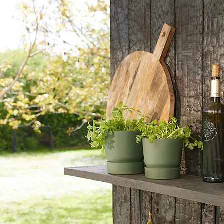 Ghiveci Elho Greenville Round, plastic, verde, diametru 14 cm, 12 cm