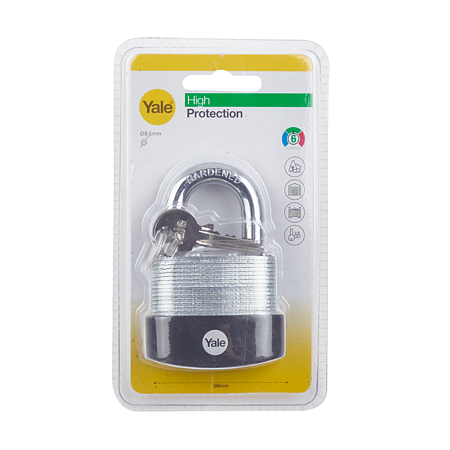 Lacat din otel Yale High Protection, 50mm, 3 chei