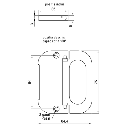 Maner aplicat oval FZ 25786 metal, crom mat, 64 mm