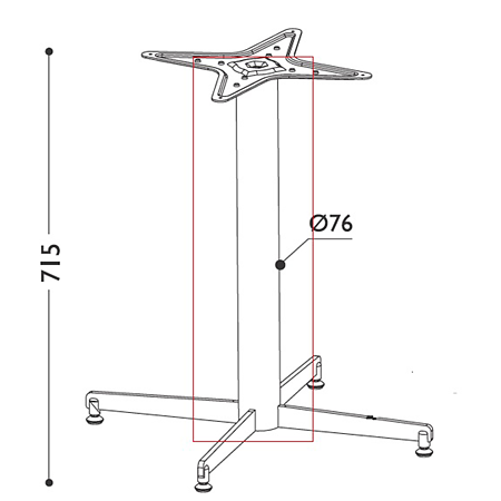 Tub pentru picior de masa cu postament, metal, crom, Ø 76 mm, H 715 mm