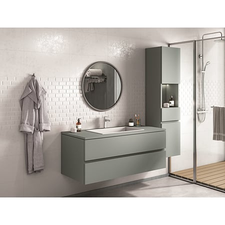 Faianta baie Metro White 17072, rectificata, alb-gri, mat luster, aspect caramizi, 30 x 60 cm