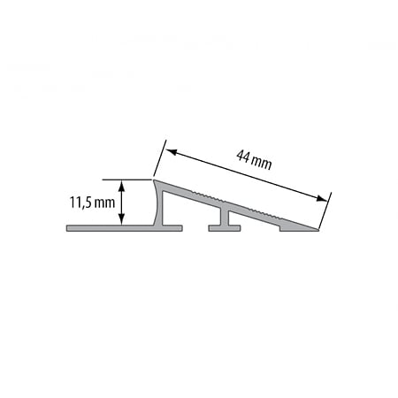 Profil rampa pentru pardoseli cu diferenta de nivel, aluminiu, prindere cu adeziv, argintiu uni, 250 cm