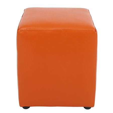 Taburet Cube, tapiterie piele ecologica, orange IP 21895, 45x37x37 cm