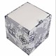 Taburet Box piele ecologica, microfibra, gri/alb, cu depozitare, 37 x 37 x 42 cm