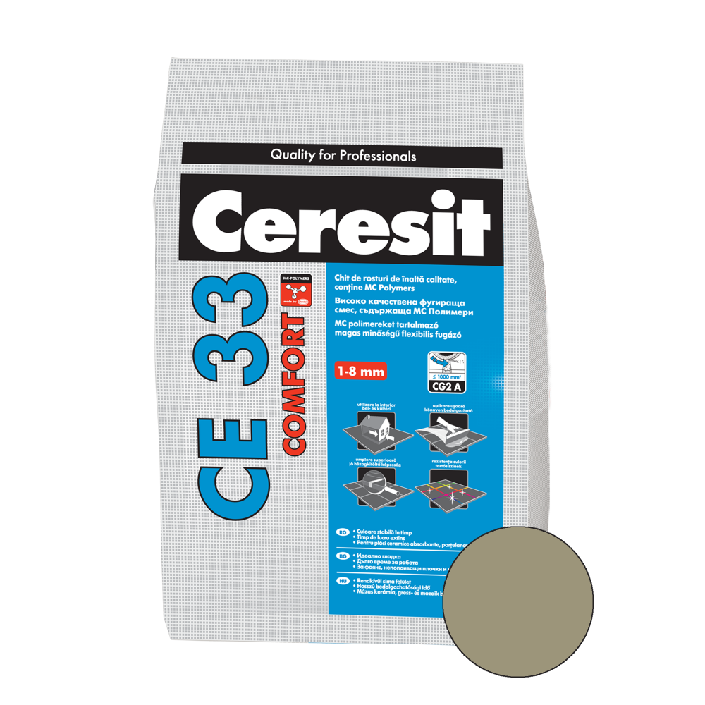 Chit de rosturi gresie si faianta Ceresit CE 33, gri, interior, 2 kg