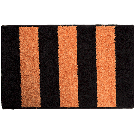 Covor bucatarie Riviera, poliester, model dungi, negru/portocaliu, 50 x 80 cm
