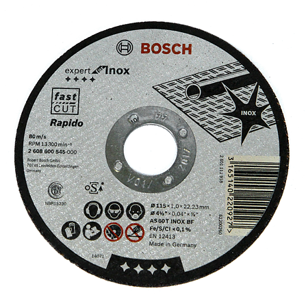 Disc debitare drept inox, Bosch Expert 2608602221, 115 X 22,23 X 1 mm