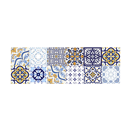 Faianta White Glossy Patchwork, lucioasa, cu model, multicolor, dreptunghiulara, 75.5 x 25.5 cm