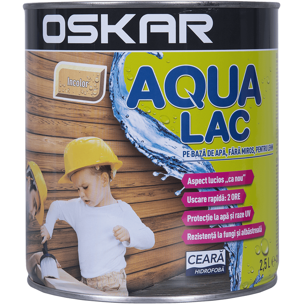 Lac pentru lemn Oskar Aqua, incolor, interior/exterior, 2.5 l 2.5