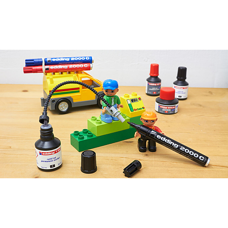 Marker permanent Edding 2000C, corp metalic, varf rotund, 1,5-3 mm, negru