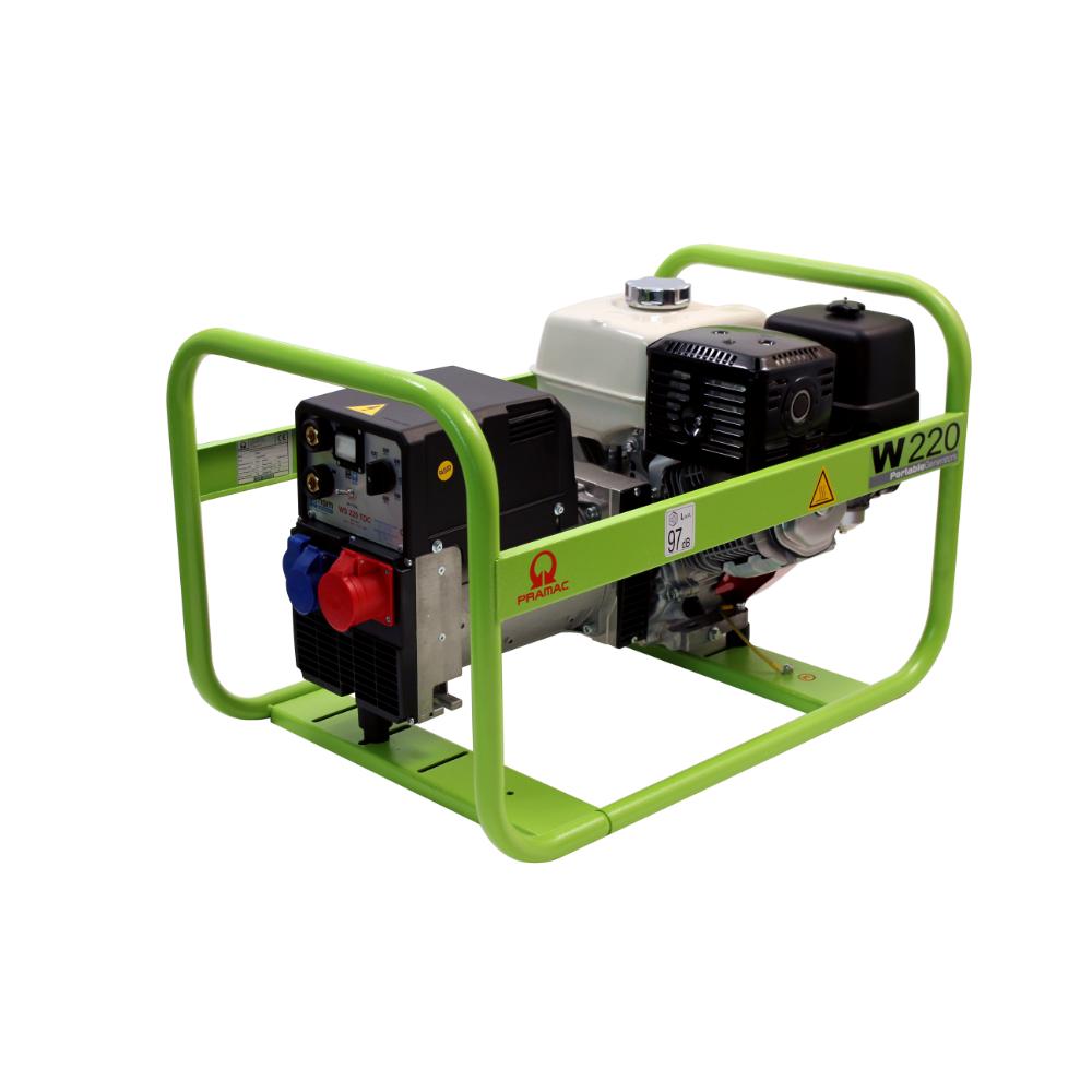 Generator de sudura trifazat Pramac W220 cu motor Honda GX390, 400/230 V, 50 Hz, capacitate rezervor 6.1 l