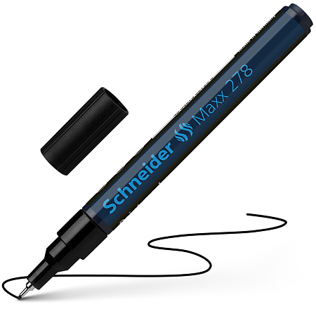 Marker permanent Schneider, varf subtire, 0.8 mm, cu vopsea neagra