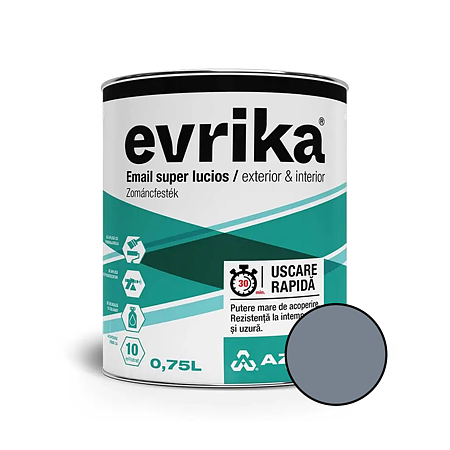Email alchidic Evrika S5002, pentru metal/lemn/zidarie, interior/exterior, gri, 0.75 L