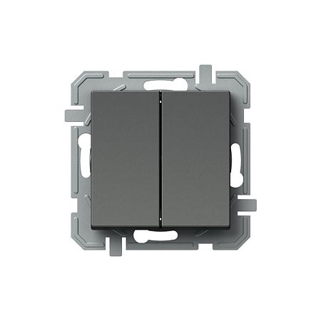 Intrerupator dublu Tem Logiq, antracit, 10 A x 250 V Intrerupator dublu Tem Logiq, antracit, 10 A x 250 V