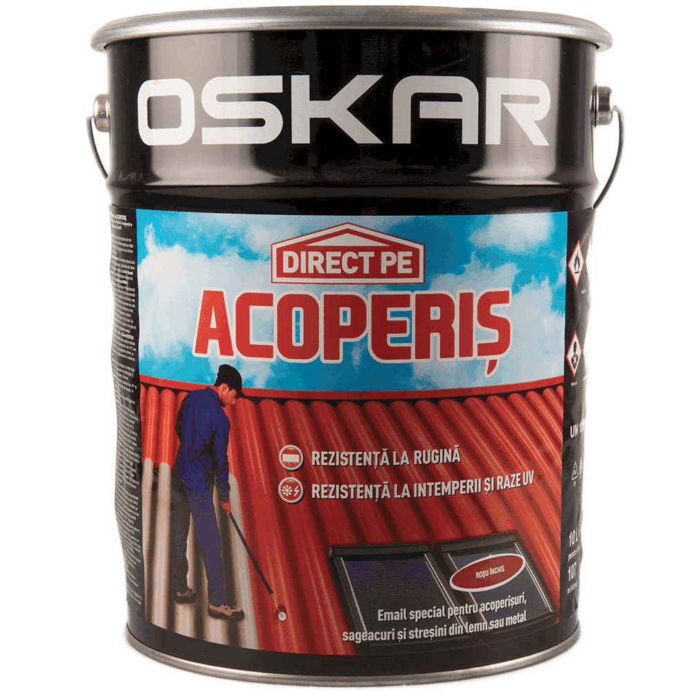 Vopsea Oskar Direct pe acoperis, rosu inchis, exterior, 10 l