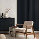 Panou decorativ Linea Comfort, 5 lamele, decor stejar, bleumarin, suport placaj negru, interior, 265 x 24,6 x 3 cm