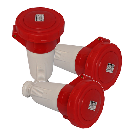 Priza mobila dreapta pe cablu joasa tensiune 32A, 3P+N+T, IP 67, Gewiss - GW62042