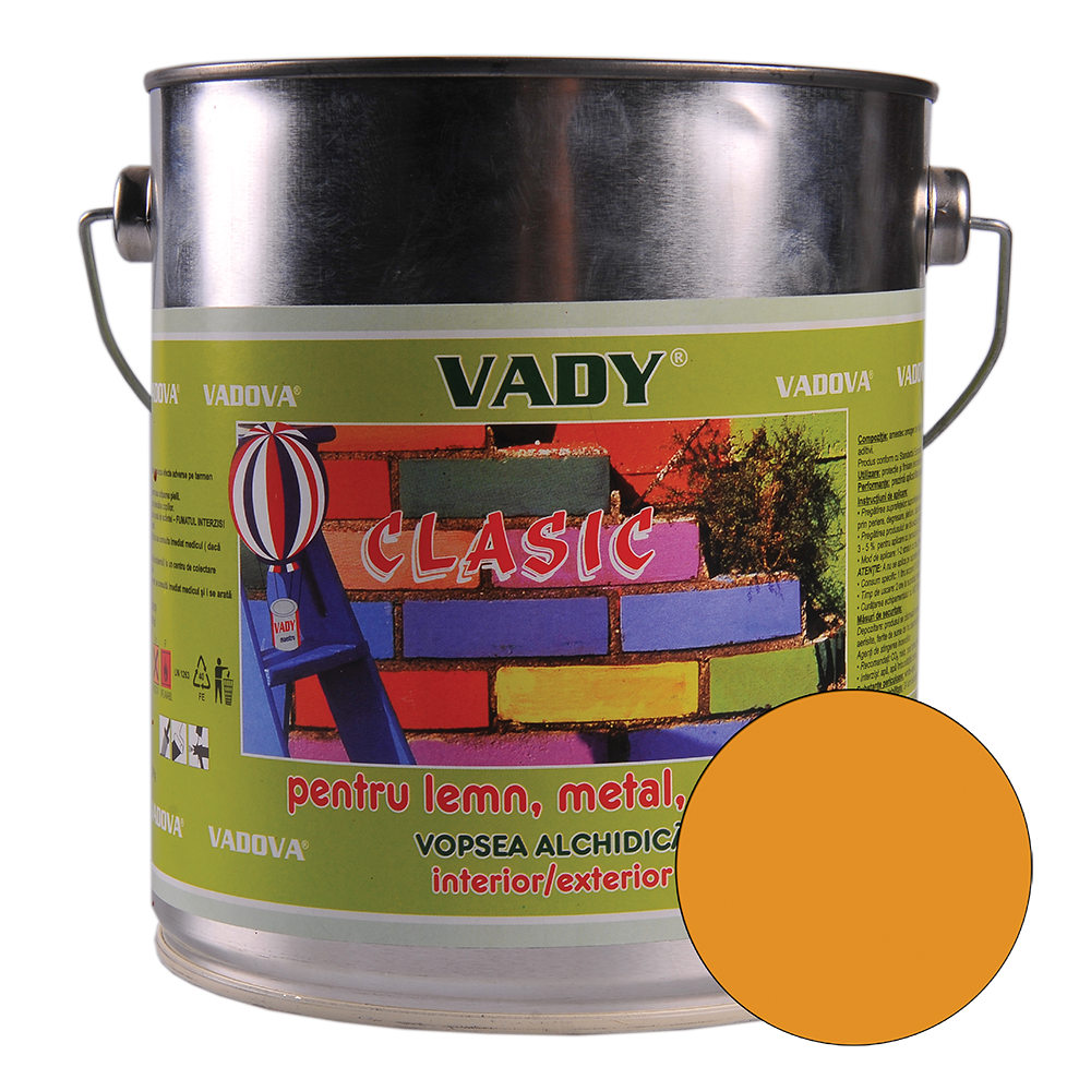  Vopsea alchidica Vady clasic, pentru lemn/metal/zidarie, interior/exterior, ocru, 3 kg