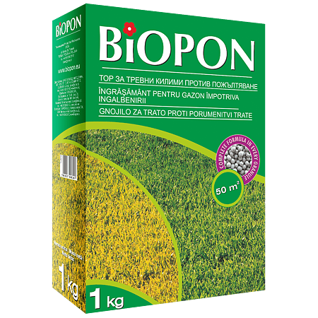 Ingrasamant pentru gazon antiingalbenire Biopon, raport NPK, 1 kg