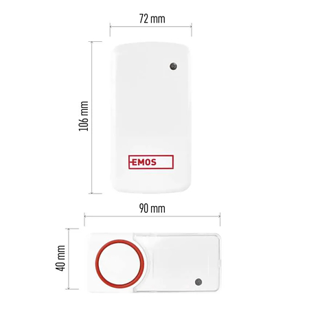 Sonerie wireless Emos P5750.2R, 1 buton, 2 module interior, 150 m, IP44, 10 melodii