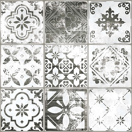 Gresie portelanata interior-exterior Kai Ceramics, alb, aspect cu model, finisaj mat, 45 x 45 cm
