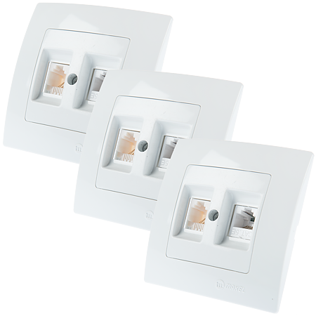 Priza date RJ45 UTP cat 5E + telefon Lilium Natural Kare, Makel 32001037, alb