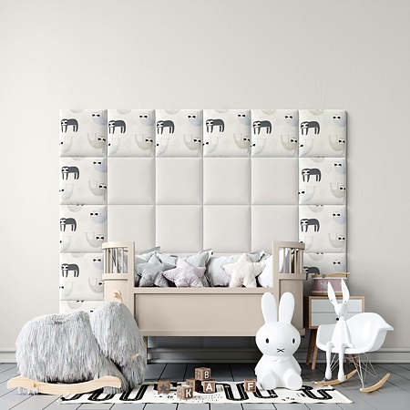 Panou decorativ tapitat, Kids Cream, patrat, 300 x 300 x 37 mm