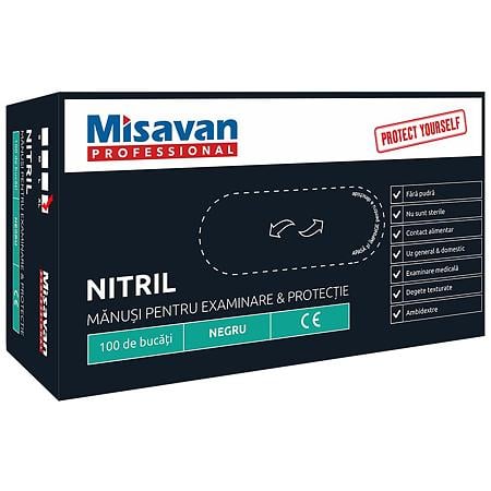 Manusi unica folosinta nitril, negre, marime XL, 100 buc