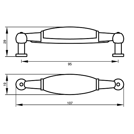 Maner Teko TIP2 2016-96-05, zamac + ceramica, antichizat, 96 mm
