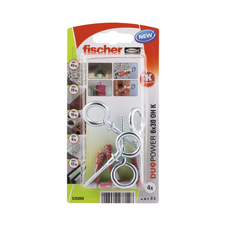 Diblu Fischer Duopower cu surub, nylon, 6 x 30 mm, 6 bucati 