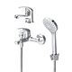 Set 3 in 1 AM.PM Play F4098301, baterie monocomanda pentru lavoar + baterie pentru cada si dus + set de dus cu para si furtun de 150 cm si suport fiabil, finisaj cromat Everlast