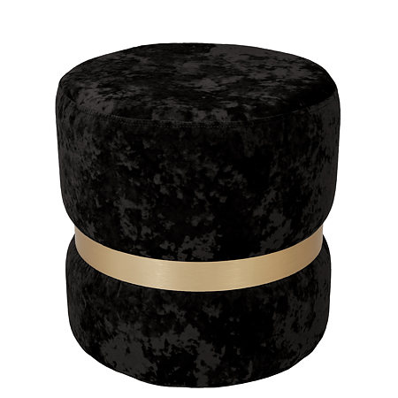 Taburet Ring, inel auriu, catifea neagra E01, rotund, 38 x 38 x 40 cm