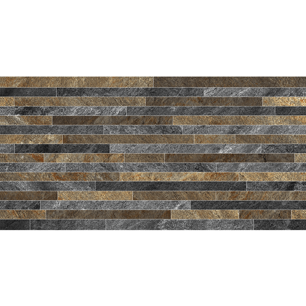 Gresie portelanata Keramin Montana 2D PEI 3, maro-gri mat, dreptunghiulara, textura in relief, grosi