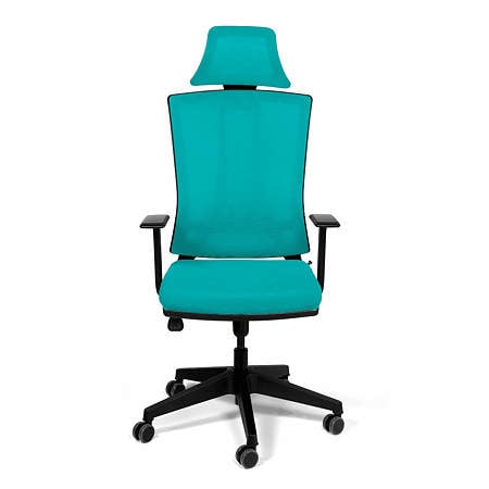 Scaun birou ergonomic turcoaz Kronsit Genova, tapiterie textila, rotativ, reglabil pe inaltime, 65 x 51 x 135 cm