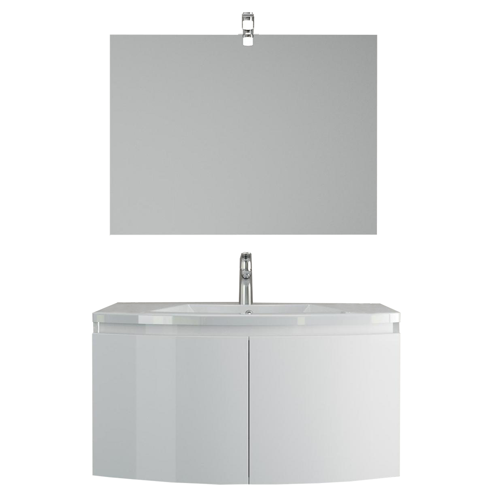 Set mobilier baie Savini Due Giulia, masca + lavoar + oglinda, alb, 80 cm alb