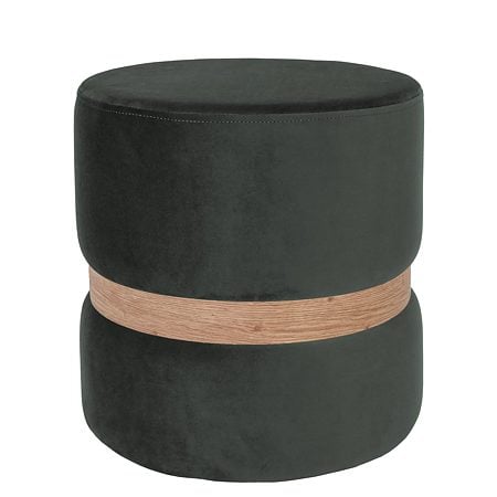 Taburet Ring, inel stejar, stofa gri petrol H49, rotund, 38 x 38 x 40 cm