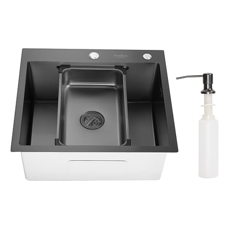 Chiuveta bucatarie Sandonna Handmade HD5550, inox negru, 1 cuva, 50 x 55 cm