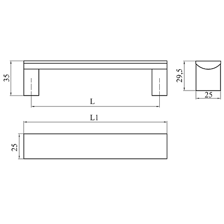 Maner AA330B (AA337B) 320 mm, aluminiu mat