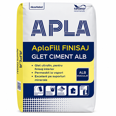 Glet pe baza de ciment  pentru interior AplaFill FINISAJ, alb, 5 kg