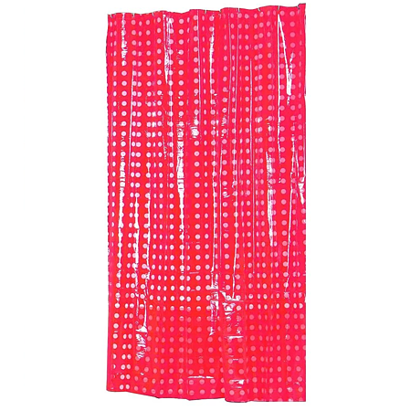 Perdea de dus cu buline MSV , PVC, rosu, 180 x 200 cm